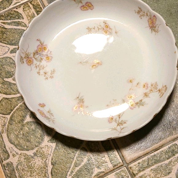 Porcelain limoges dish plate purple pink flowers